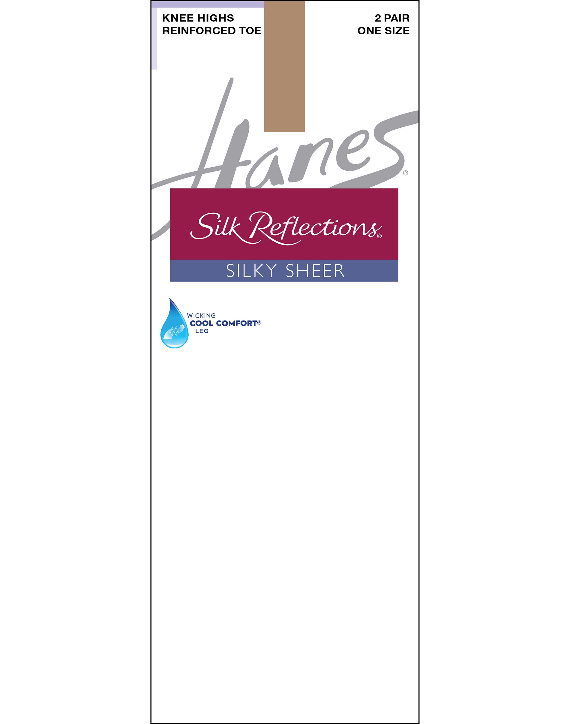 Hanes Silk Reflections Silky Sheer Knee Highs with Reinforced Toe, 2-Pairs Barely There ONE SIZE Women's