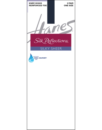 Hanes Silk Reflections Silky Sheer Knee Highs with Reinforced Toe, 2-Pairs
