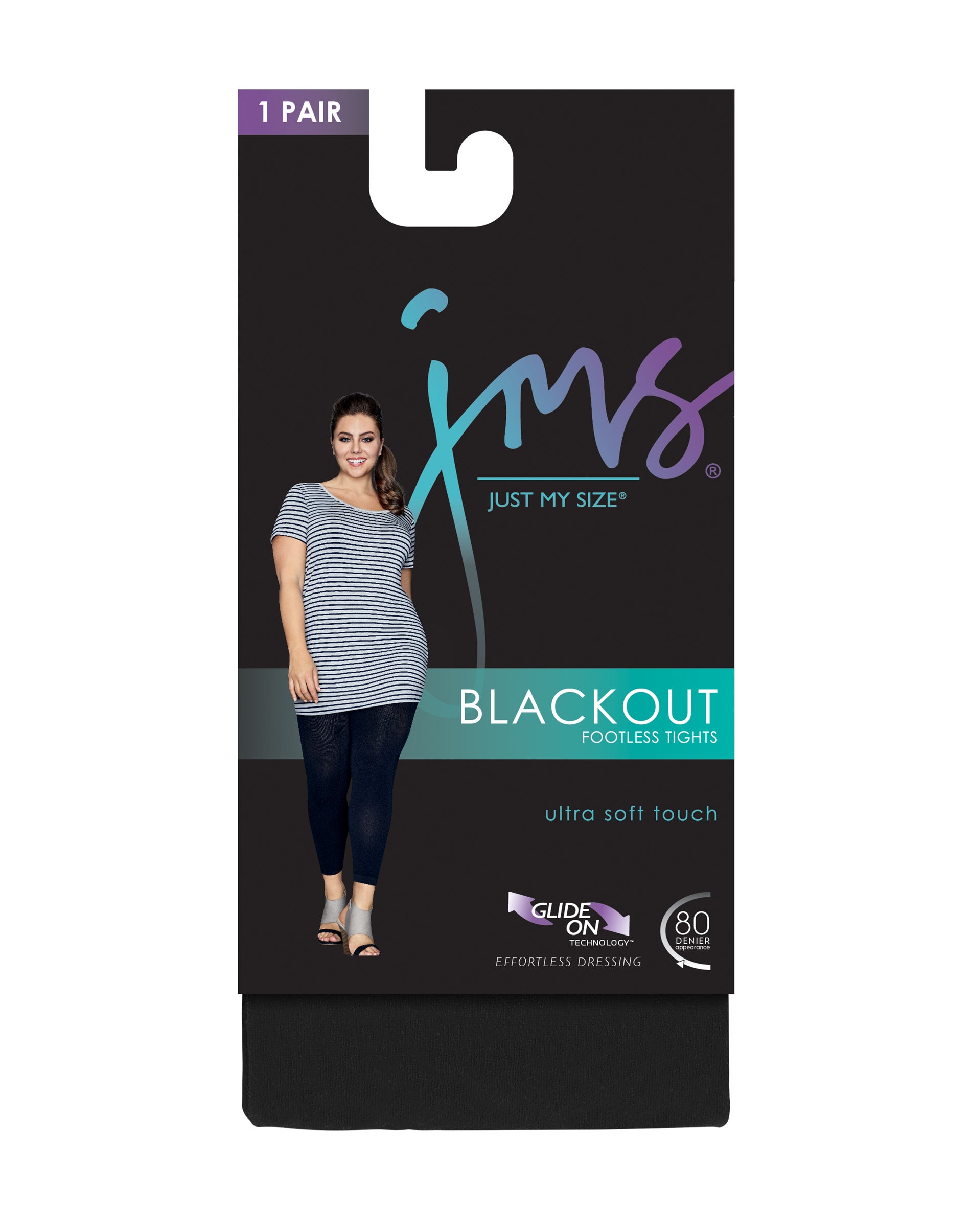 Just My Size Women's Footless Blackout 