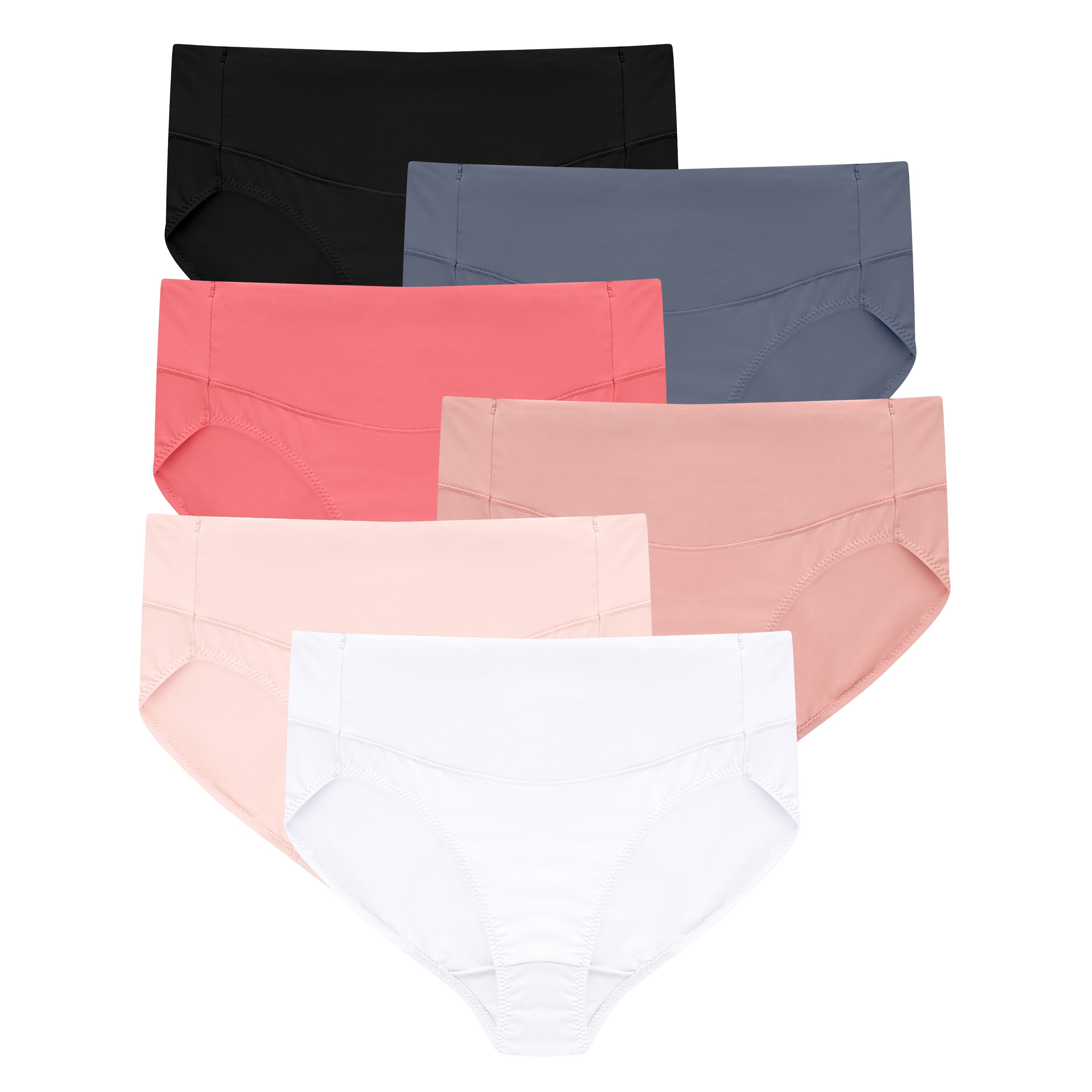 Hanes Women's Microfiber Smoothing Hi-Cut Underwear, 6-Pack Assorted 7