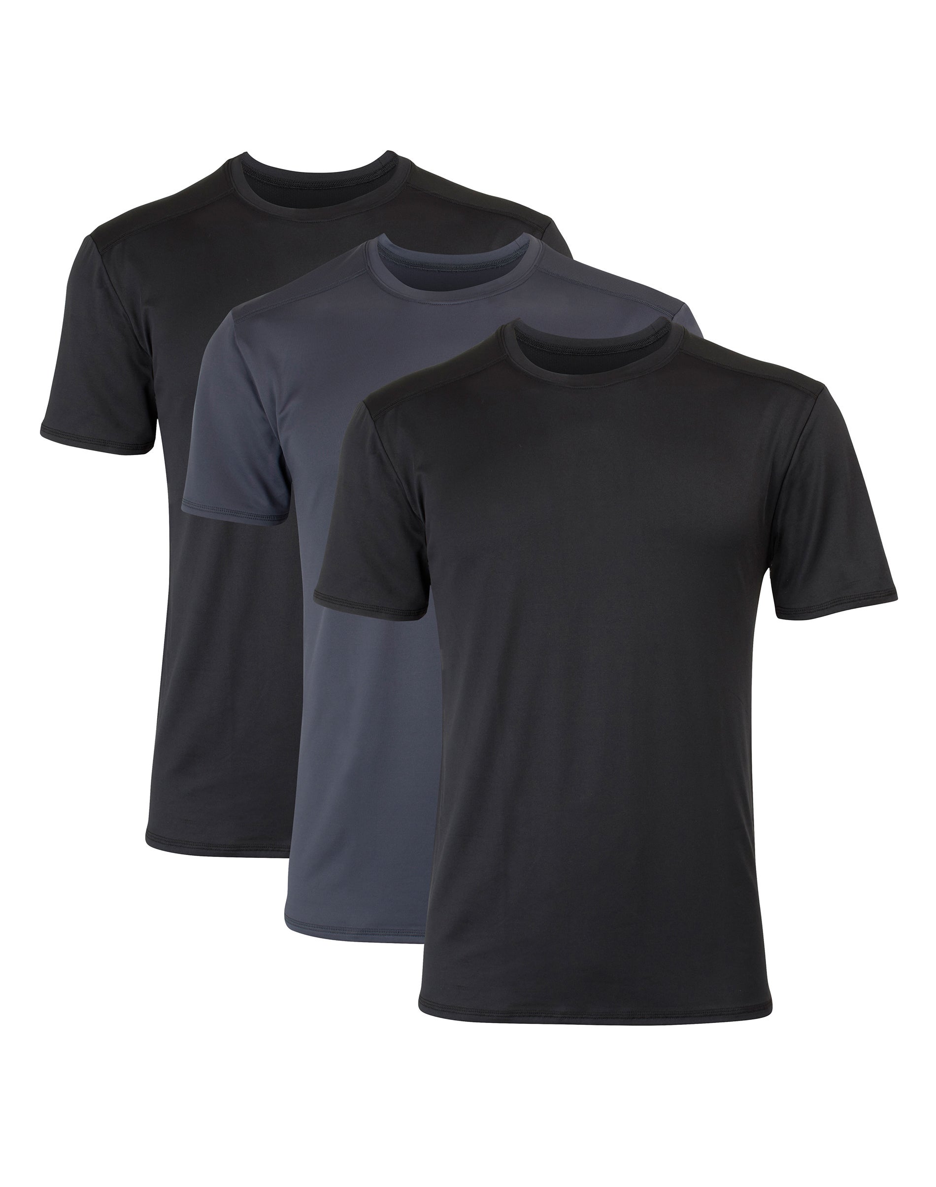 Hanes Moves Ultimate Men's Breathable Mesh Crewneck T-Shirt, X-Temp, Black/Grey, 3-Pack Black/Grey/Black XL