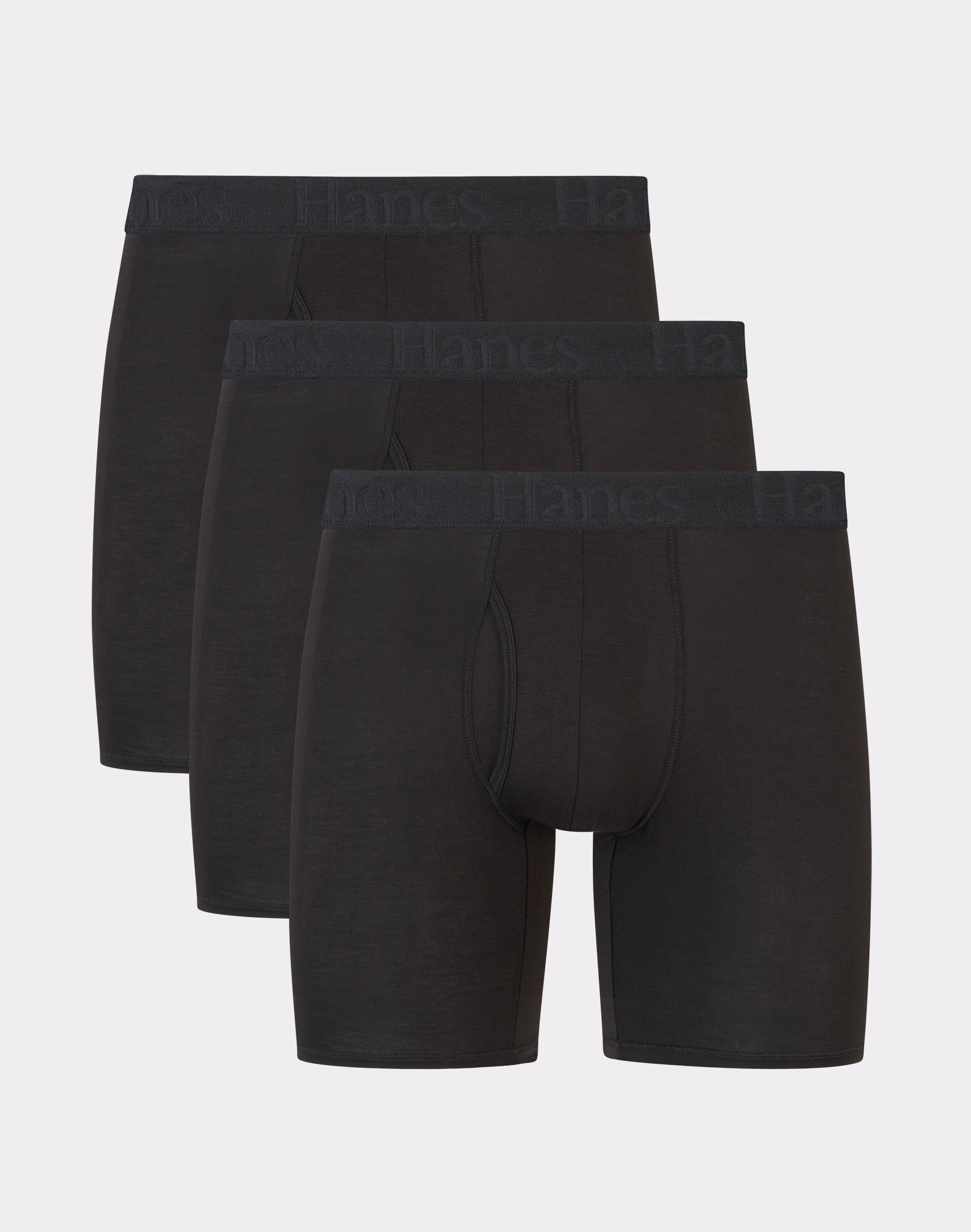 Hanes Originals Ultimate Mens SuperSoft Boxer Brief Underwear, Black, 3-Pack L