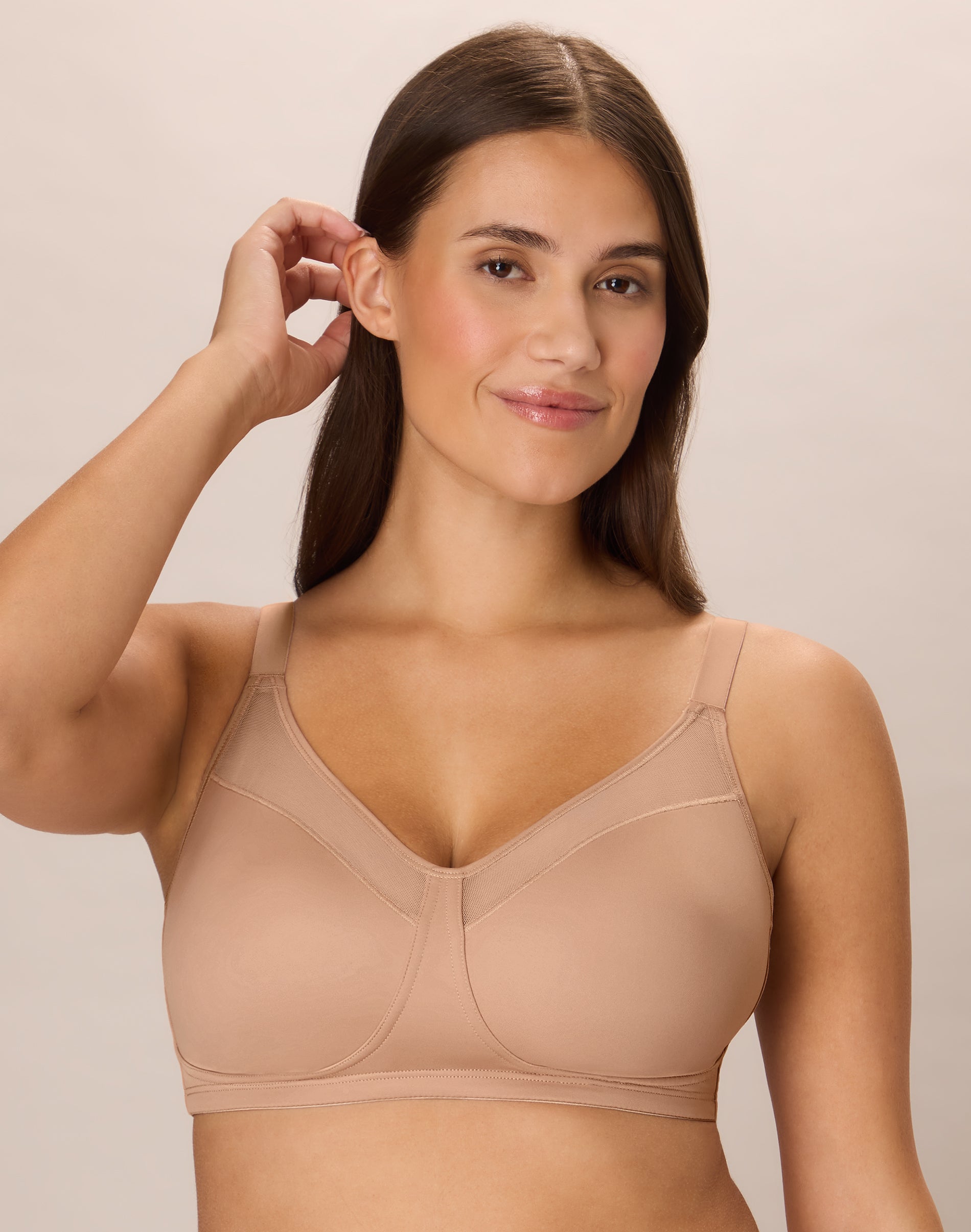Playtex Women's 18 Hour Smoothing Minimizer Wireless Bra - Full Coverage - Moisture-Wicking Toffee 44D