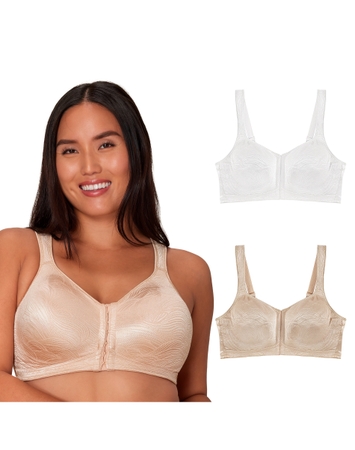 Playtex 18 Hour POWER SUPPORTX Front Close Extra Back Support Wireless Bra, 2-Pack