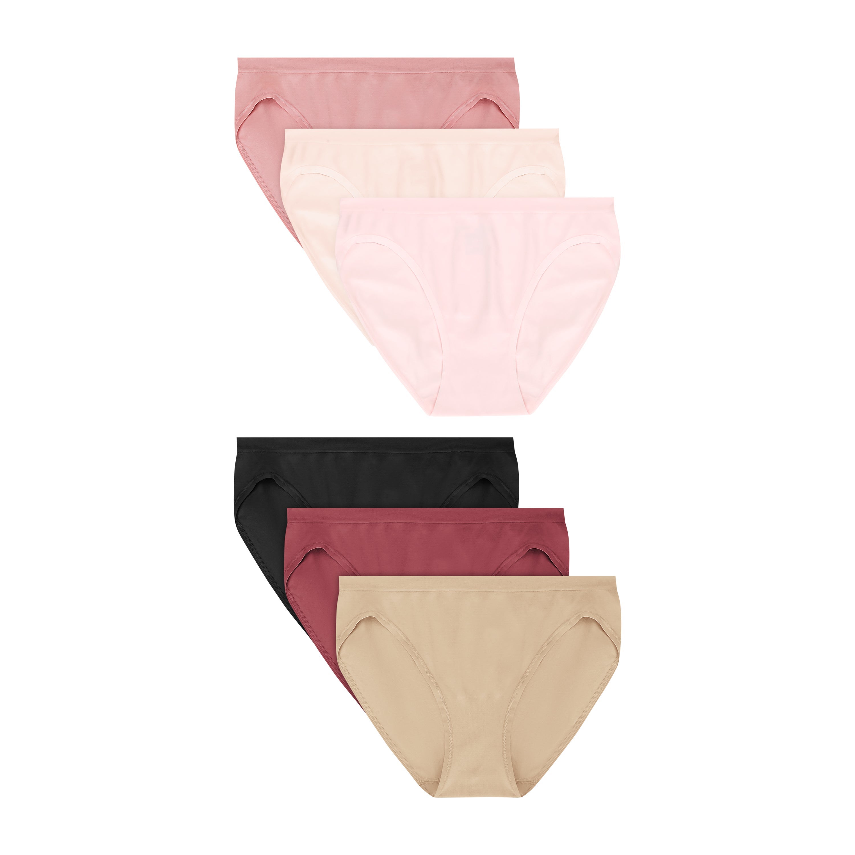 One Hanes Place Women's Seamless Bikini Underwear, Comfort Flex Fit, 6-Pack Assorted